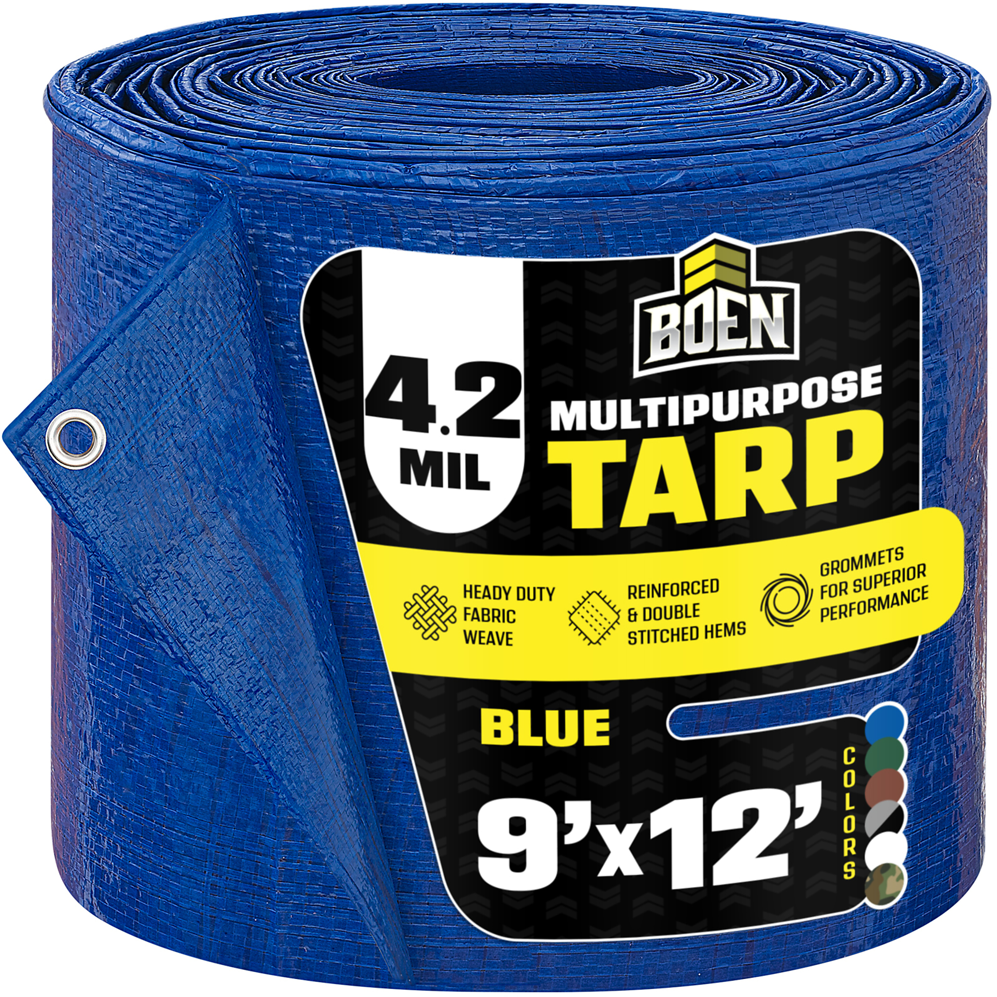 Boen Blue Tarp — 9ft. x 12ft., 4.2 Mil Thick, Waterproof, Rip-Proof, UV Resistant, Model# BT-912